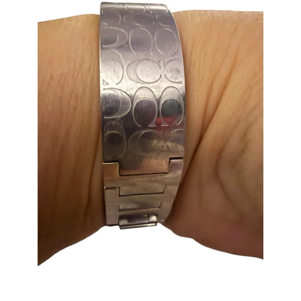 Vintage Coach Arden Bangle Watch Black Dial CC Signature Print Model 0185
